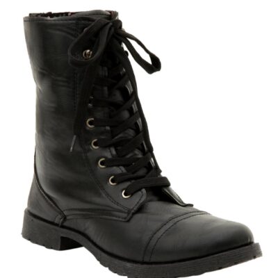 Black Floral Lined Combat Boots