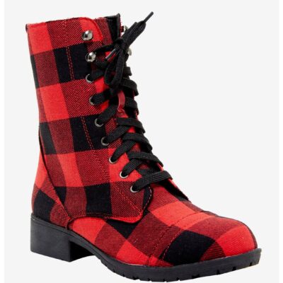 Red Plaid Combat Boots