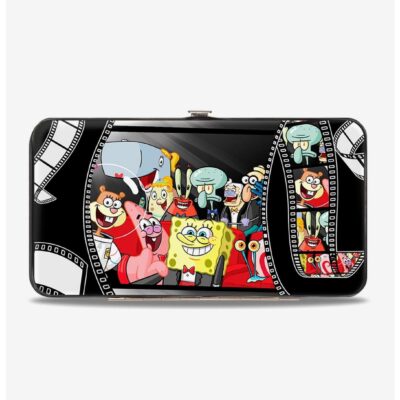 Spongebob Squarepants Group On Red Carpet Film Striped Hinge Wallet