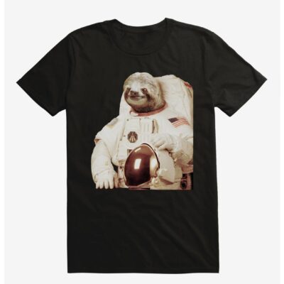 Astronaut Sloth Black T-Shirt