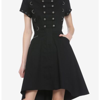 Black Hardware Hi-Low Dress