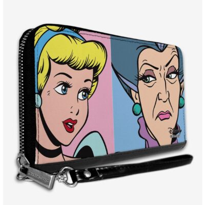 Disney Cinderella And Wicked Step Mother Lady Tremaine Face Blocks Zip Around Wallet