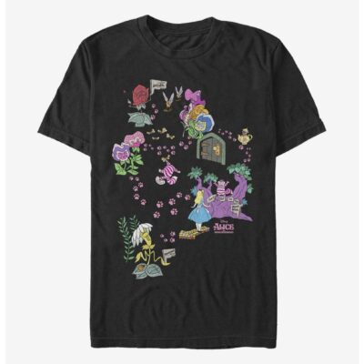 Disney Alice In Wonderland Cheshire Map T-Shirt