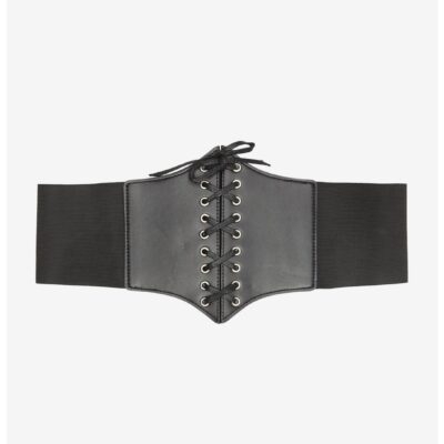 Black Lace-Up Elasticated Corset