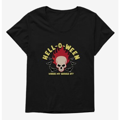 Halloween Hell-O-Ween Flaming Skull Plus Size T-Shirt