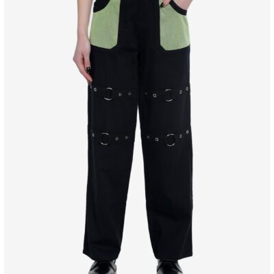 Green Mesh Grommet Carpenter Pants