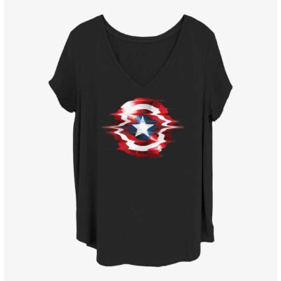 Marvel Captain America Glitch Shield Girls T-Shirt Plus Size