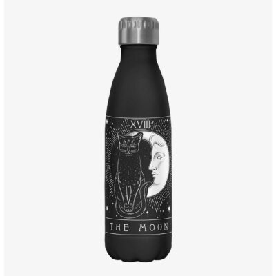 Tarot Moon Black Cat Stainless Steel Water Bottle