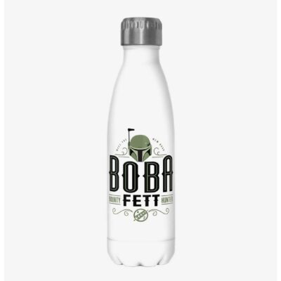 Star Wars The Book of Boba Fett Boba Fett Bounty Hunter White Stainless Steel Water Bottle