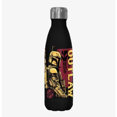 Star Wars The Book of Boba Fett Outlaw Boba Fett Black Stainless Steel Water Bottle