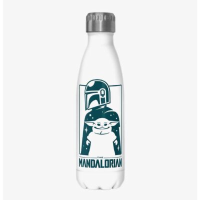 Star Wars The Mandalorian Cute Silhouette White Stainless Steel Water Bottle