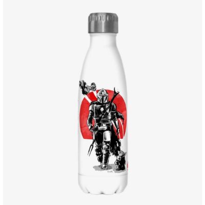 Star Wars The Mandalorian Mandolorian Sumi Ink White Stainless Steel Water Bottle