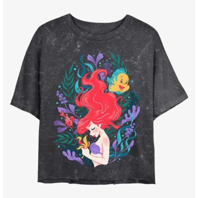 Disney The Little Mermaid Ariel Under The Sea Mineral Wash Crop Girls T-Shirt