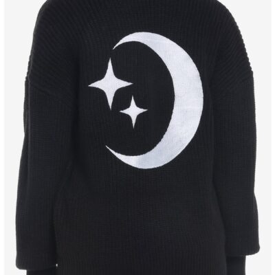 Moon & Stars Embroidered Girls Oversized Cardigan