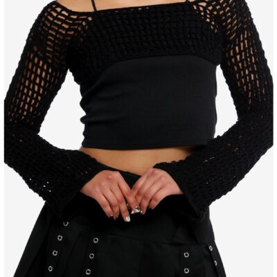 Black Knit Bolero Girls Crop Shrug