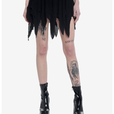 Cosmic Aura Black Hanky Hem Mini Skirt