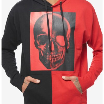 Black & Red Skull Split Hoodie