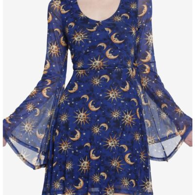 Cosmic Aura Celestial Bell Sleeve Dress