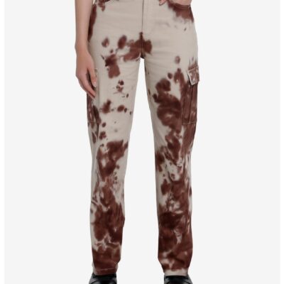 Social Collison Brown Tie-Dye Straight Leg Pants