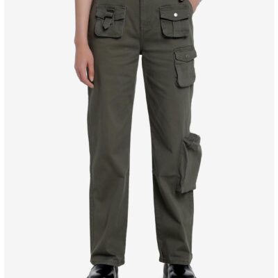 Green Wide Leg Cargo Pants