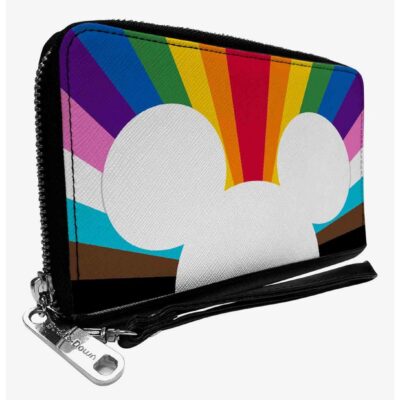 Disney Mickey Mouse Pride Ears Icon Rays Rainbow Zip Around Wallet