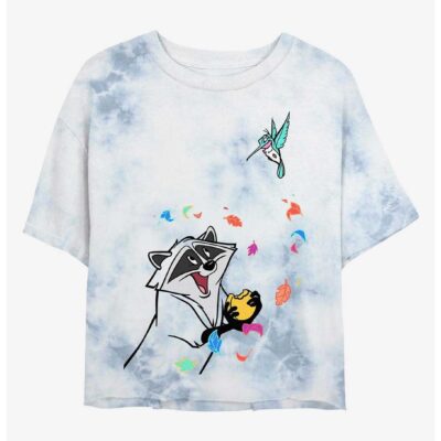 Disney Pocahontas Meeko and Flit Tie-Dye Girls Crop T-Shirt