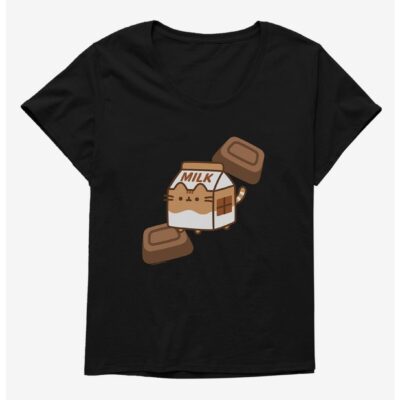 Pusheen Sips Chocolate Milk Box Girls T-Shirt Plus Size