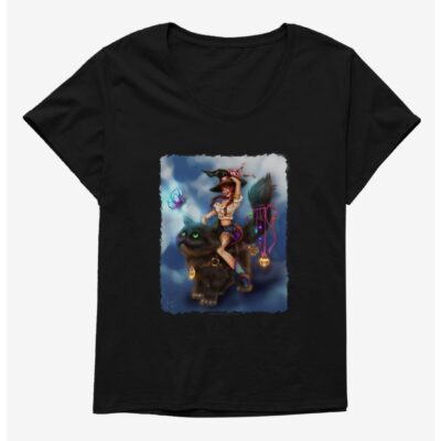 Witch Transpurrtation Girls T-Shirt Plus Size by Brigid Ashwood