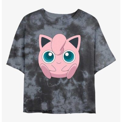 Pokemon Jigglypuff Face Tie-Dye Girls Crop T-Shirt