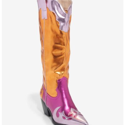 Azalea Wang Hendrix Pink & Orange Cowboy Boots