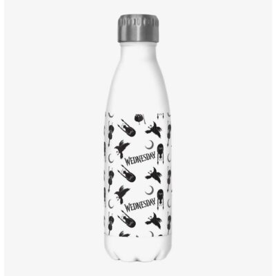 Wednesday Icons Pattern Water Bottle