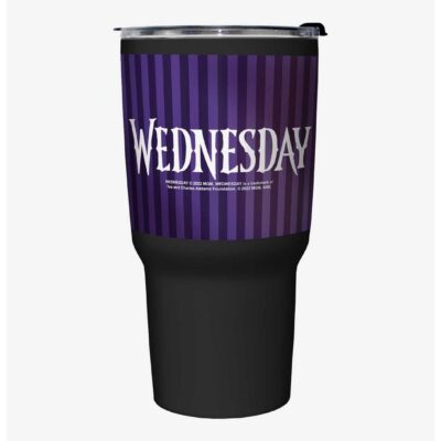 Wednesday Striped Title Travel Mug