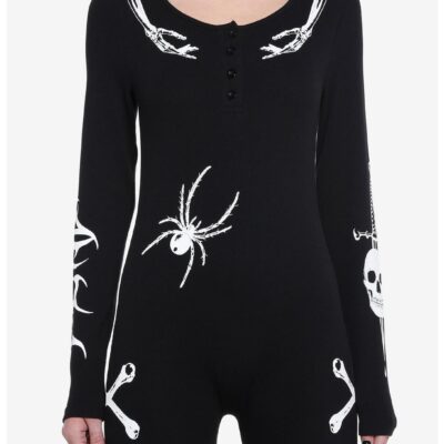 Bones Dagger Spider Long-Sleeve Lounge Romper