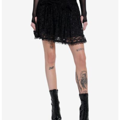 Cosmic Aura Black Lace Overlay Skirt