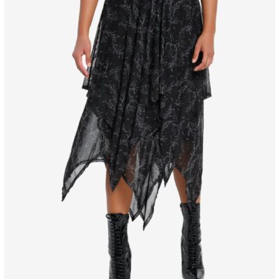 Cosmic Aura Moths & Branches Tiered Mesh Skirt