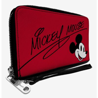 Disney Mickey Mouse Autograph and Smiling Face Zip Around Wallet