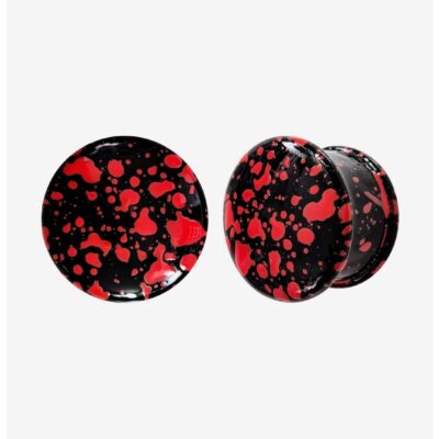 Glass Black & Red Splatter Plug 2 Pack