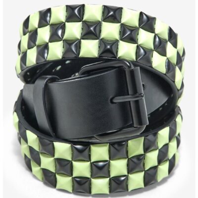 Black & Glow-In-The-Dark Pyramid Stud Belt