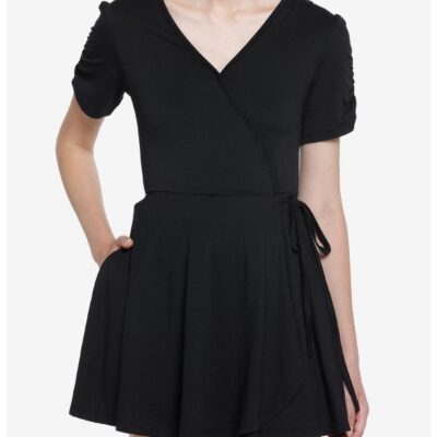 Black Wrap Flared Dress