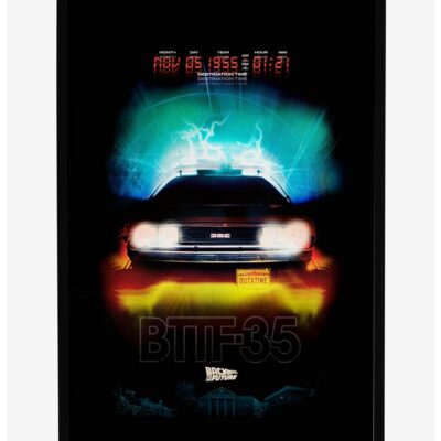 Back To The Future Delorean Clocktower Framed Poster