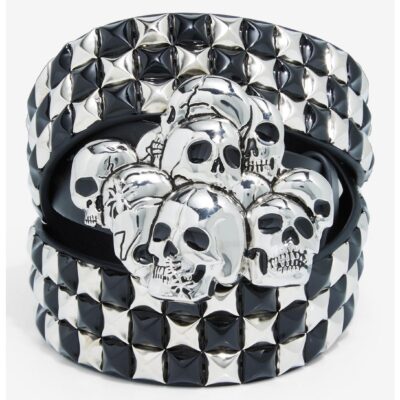 Skull Buckle Pyramid Stud Belt