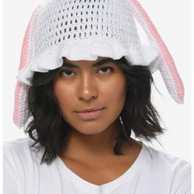 Bunny Ears Ruffle Knit Bucket Hat