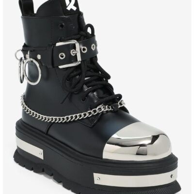 KOI Metal Hardware Platform Combat Boots