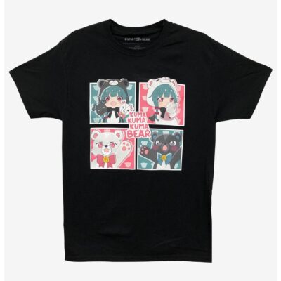 Kuma Kuma Kuma Bear Grid Boyfriend Fit Girls T-Shirt