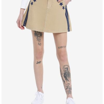 Social Collision Stars & Stripes Khaki Mini Skirt