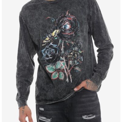 Death Moth Eye Flower Tie-Dye Long-Sleeve T-Shirt