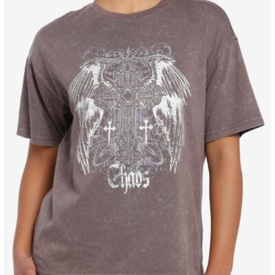 Social Collision Chaos Wings Mineral Wash Girls T-Shirt