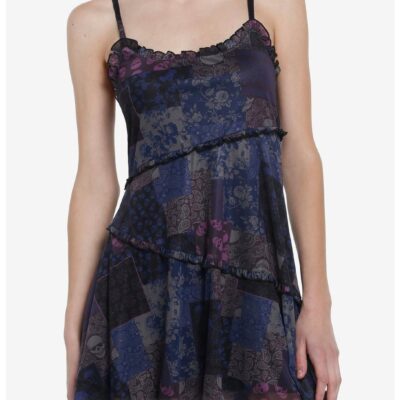 Social Collision Skull Paisley Patchwork Cami Dress