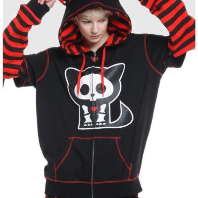 Skelanimals Kit The Cat Striped Girls Hoodie