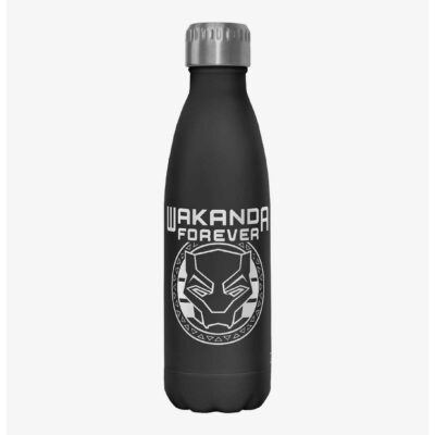 Marvel Black Panther Wakanda Forever Badge Water Bottle